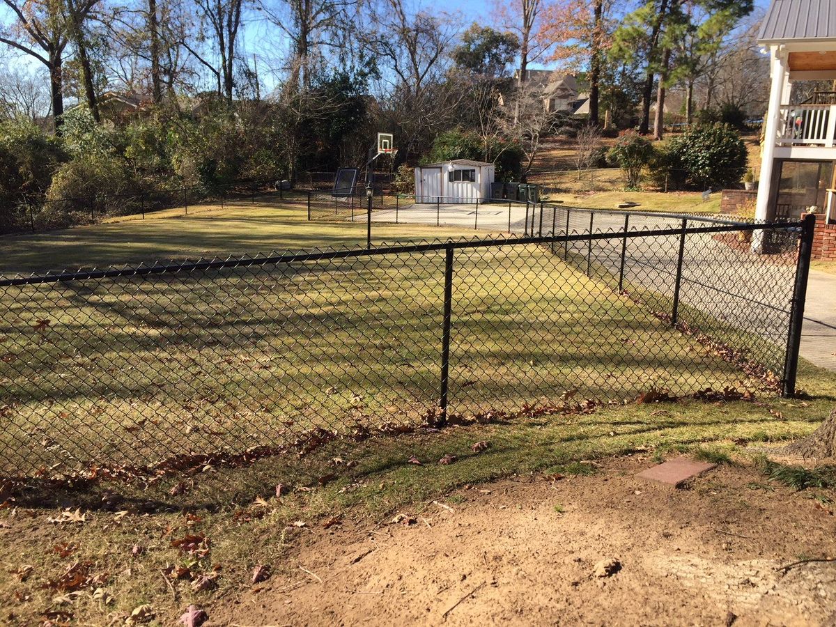 Black Vinyl Chain Link 3 fence installed by Shelby Fence Company in Alabaster, AL