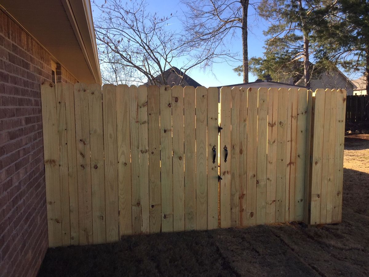 Plain Privacy Double Gate fence installed by Shelby Fence Company in Alabaster, AL