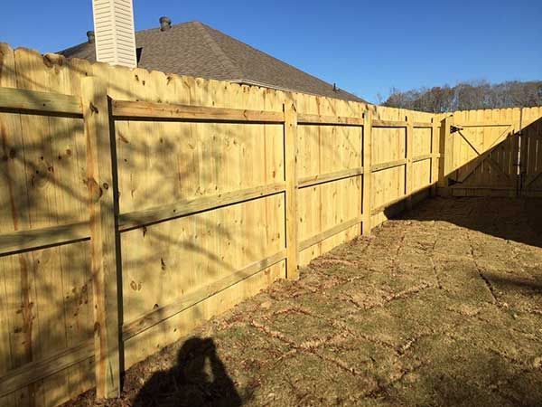 Residential wood privacy fence installed by Shelby Fence Company in Alabaster, AL